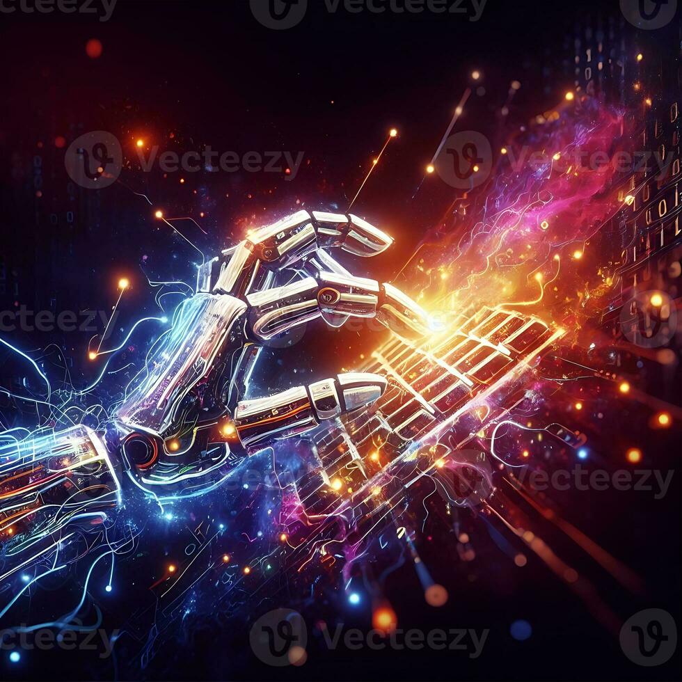 Digital ingenuity with art of Intelligent typing by robots ai generative photo