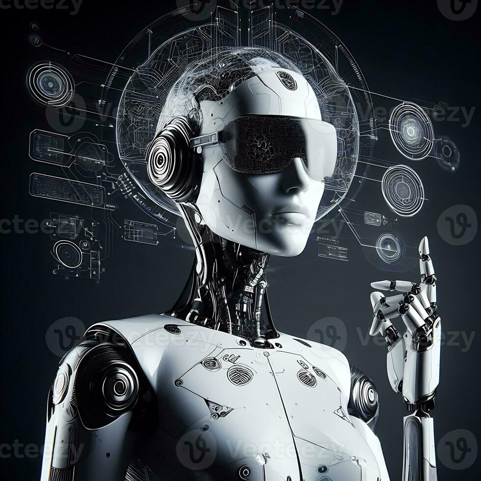 Futuristic technology  into the world of Artificial Intelligence and robotics ai generative photo