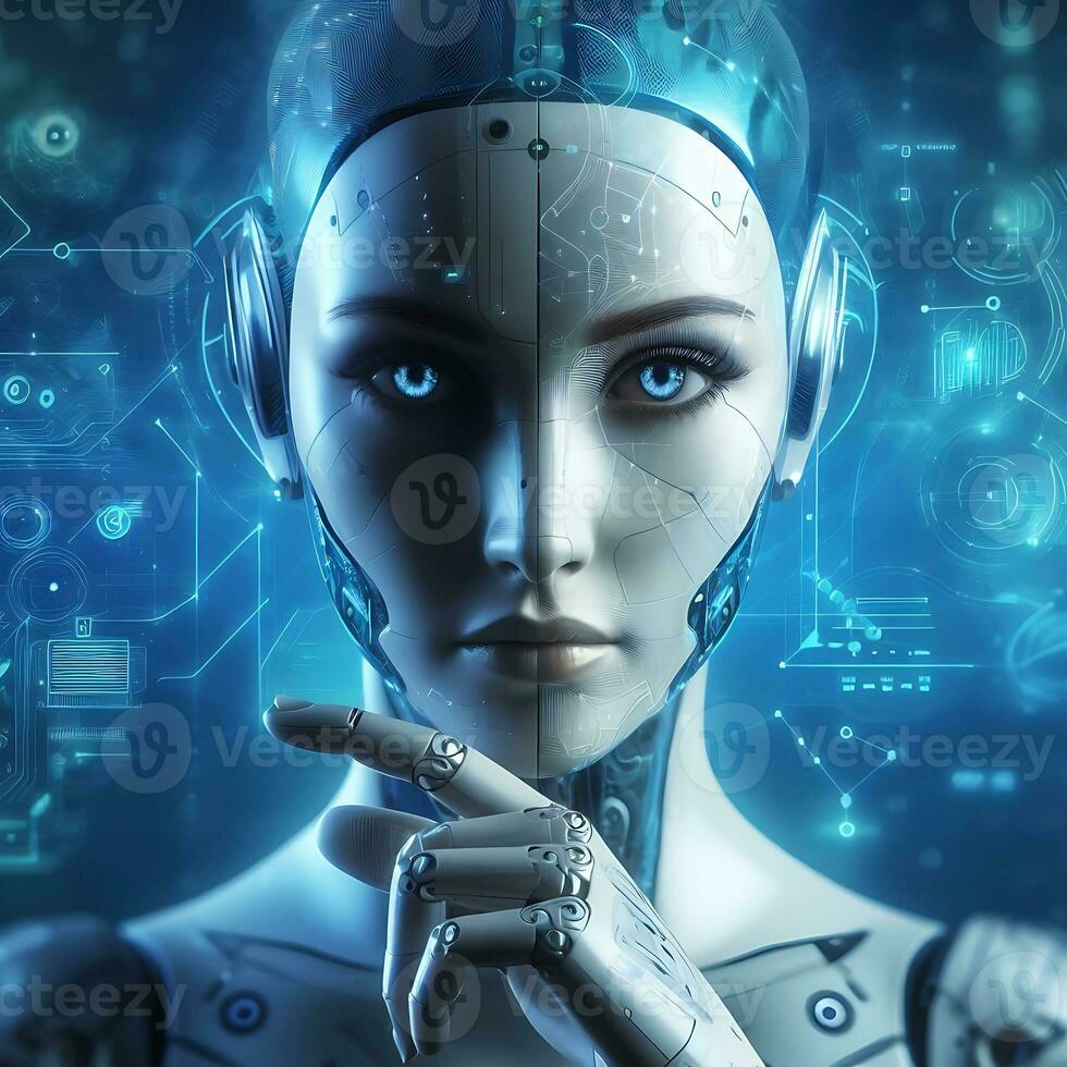 Futuristic technology  into the world of Artificial Intelligence and robotics ai generative photo