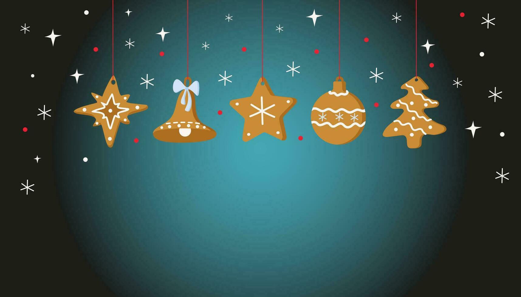 Christmas gingerbreads. Banner, postcard. Christmas. Winter holiday background. vector