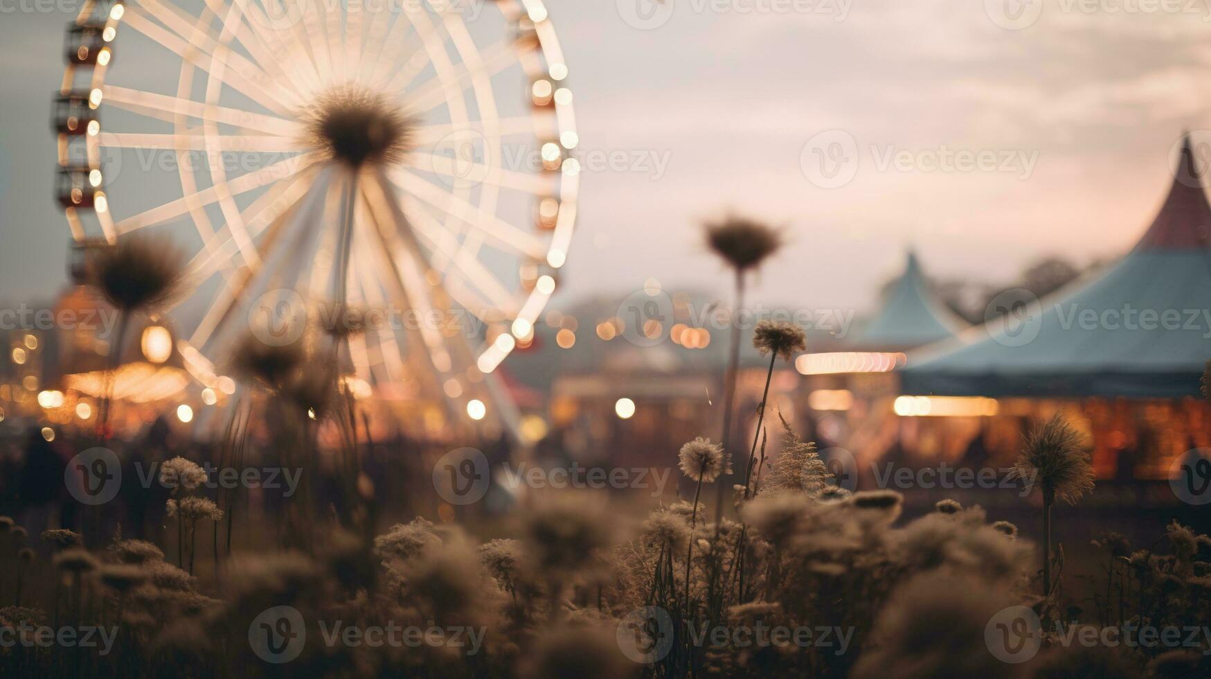 Generative AI, Christmas fair blurred background, winter street market in Europe photo