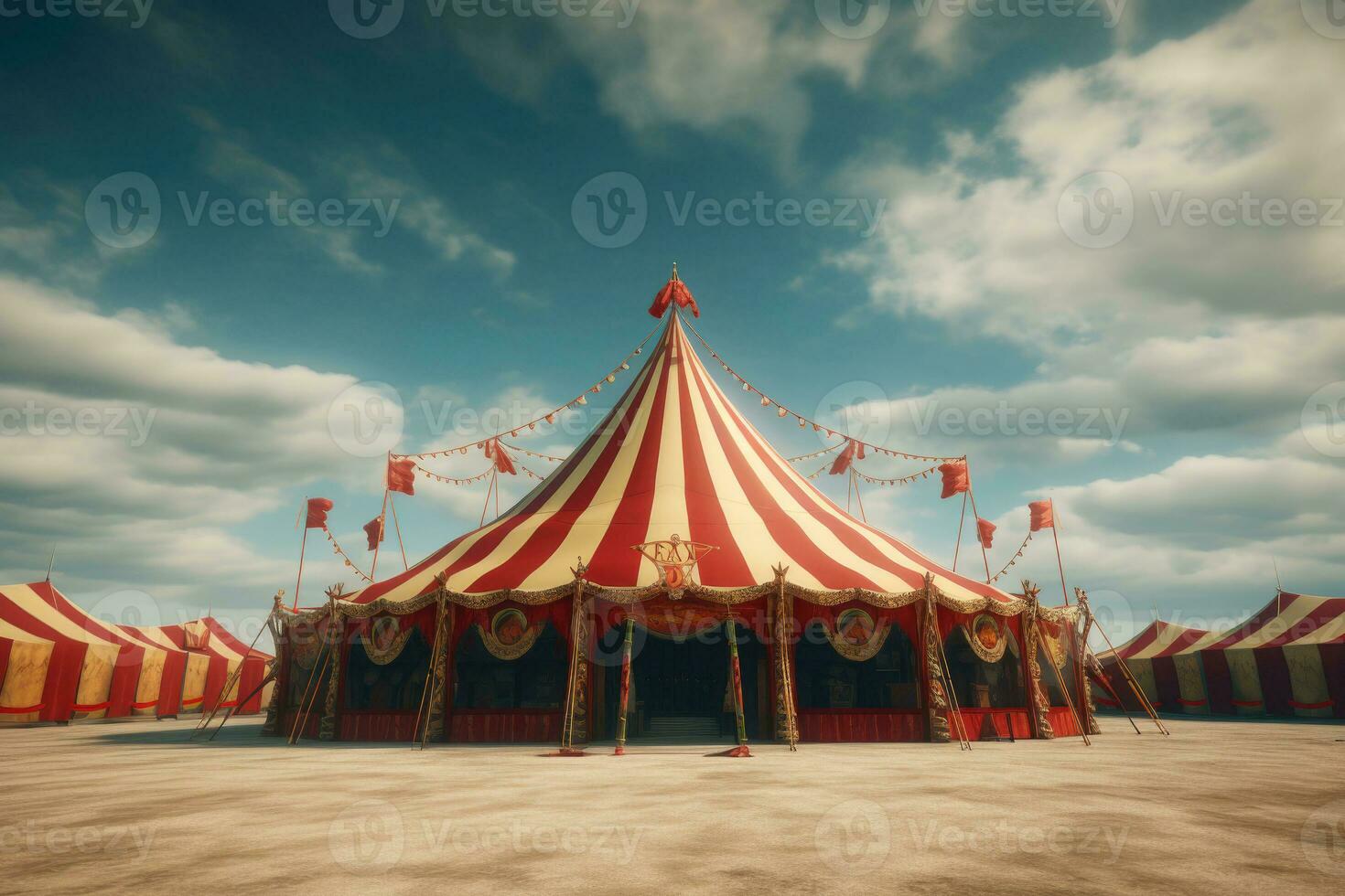 Circus tent at summer day. Generative AI photo