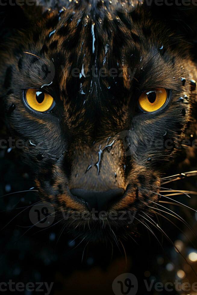 Panther on dark background. Generative AI photo