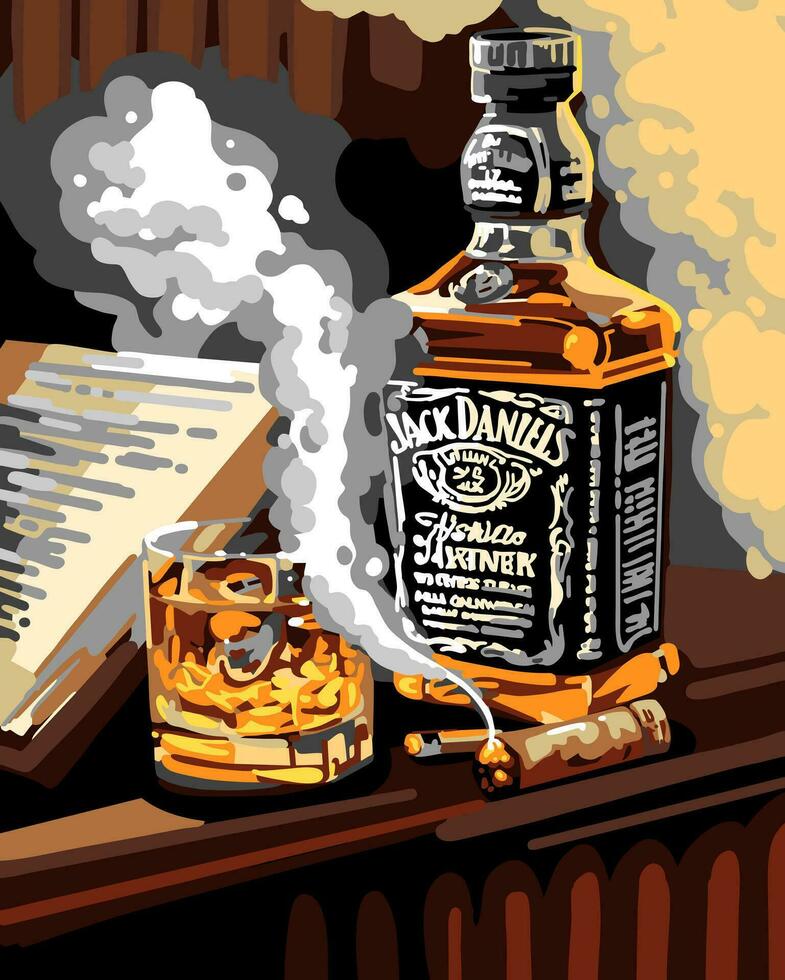 vector ilustración de whisky botella
