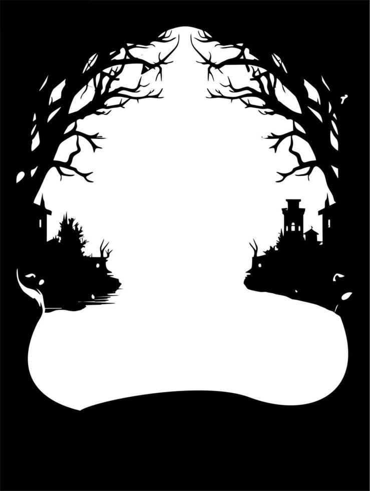 Frame black and white silhouette of a castle vector