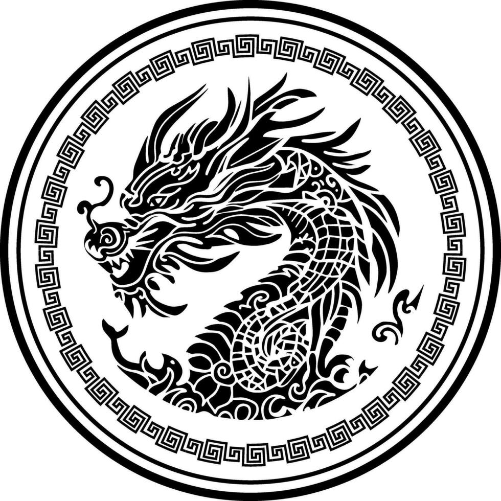 Dragon, vector drawing, chinese dragon, new year, Happy Chinese new year 2024 Zodiac sign, year of the Dragon, Traditional Chinese Dragon. Set of Chinese character translate, vector