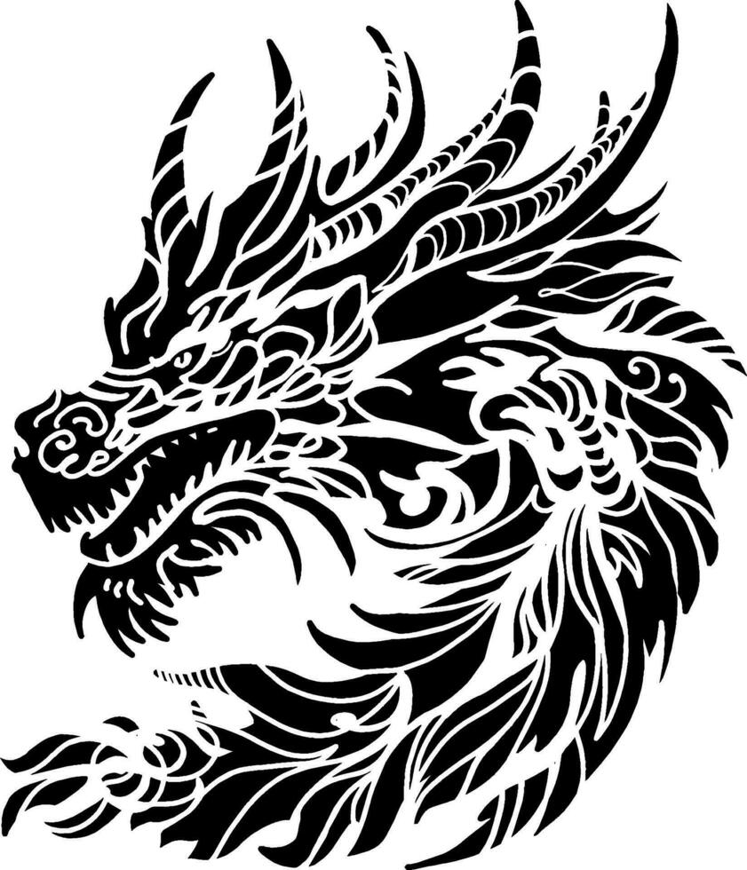 Dragon, vector drawing, chinese dragon, new year, Happy Chinese new year 2024 Zodiac sign, year of the  Traditional Chinese Dragon. Set of Chinese character translate dragon, vector