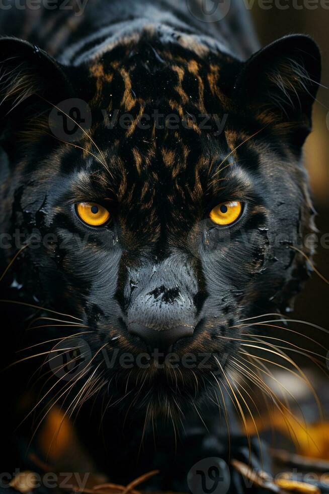 Panther on dark background. Generative AI photo