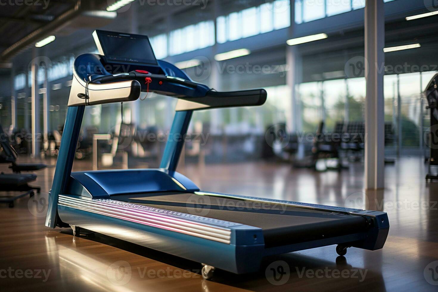 Treadmill in gym. Sports training. Generative AI photo