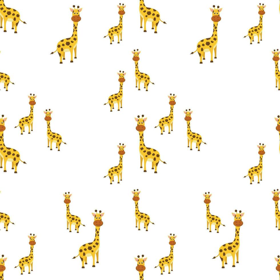 Seamless pattern with cute giraffes on a white background. Pattern for children's clothing, notebook cover, wrapping paper. Vector image