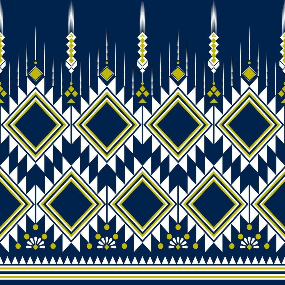 Geometric ethnic pattern traditional Design for background, carpet, wallpaper, clothing, wrapping, Batik, fabric, Vector illustration embroidery style.