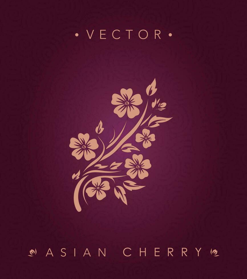 Traditional Asian Cherry Blossom Floral Design vector