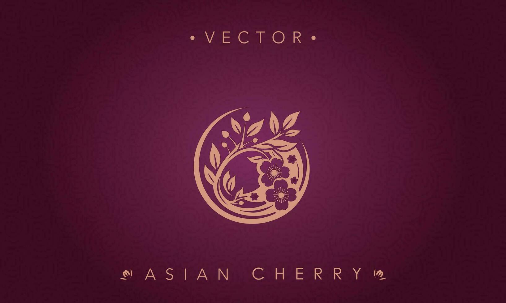 Circular Frame with Cherry Blossoms Vector Art