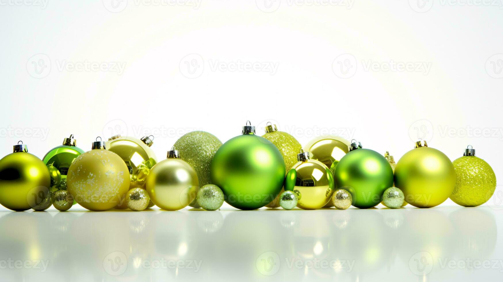 ai generative Festive Christmas Ornaments with intriguing color variations on a single color background photo