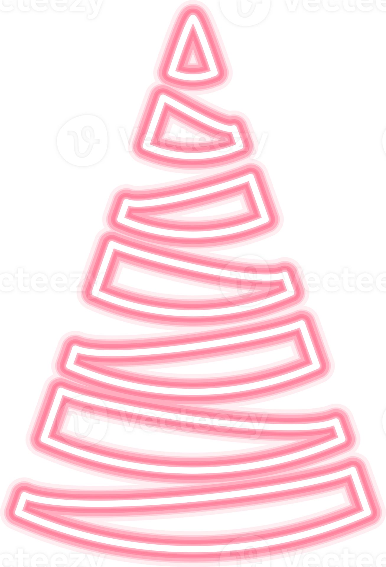 Neon Christmas tree illustration for darker backgrounds. PNG with