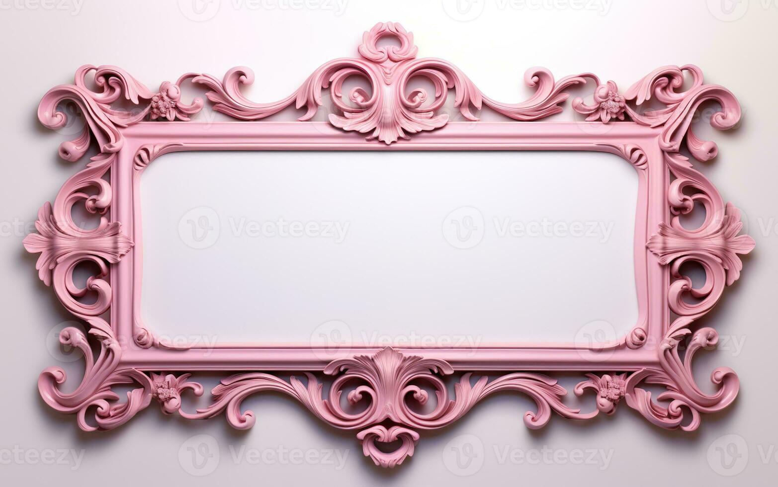 Generative AI, antique pink picture frame, vintage decoration photo