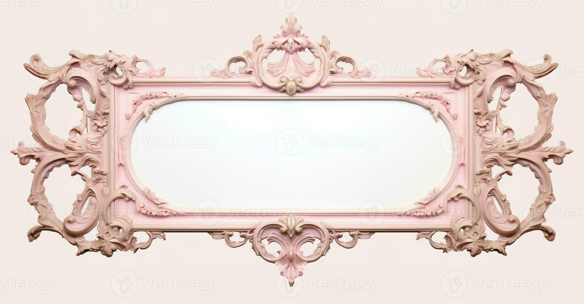 Generative AI, antique pink picture frame, vintage decoration photo