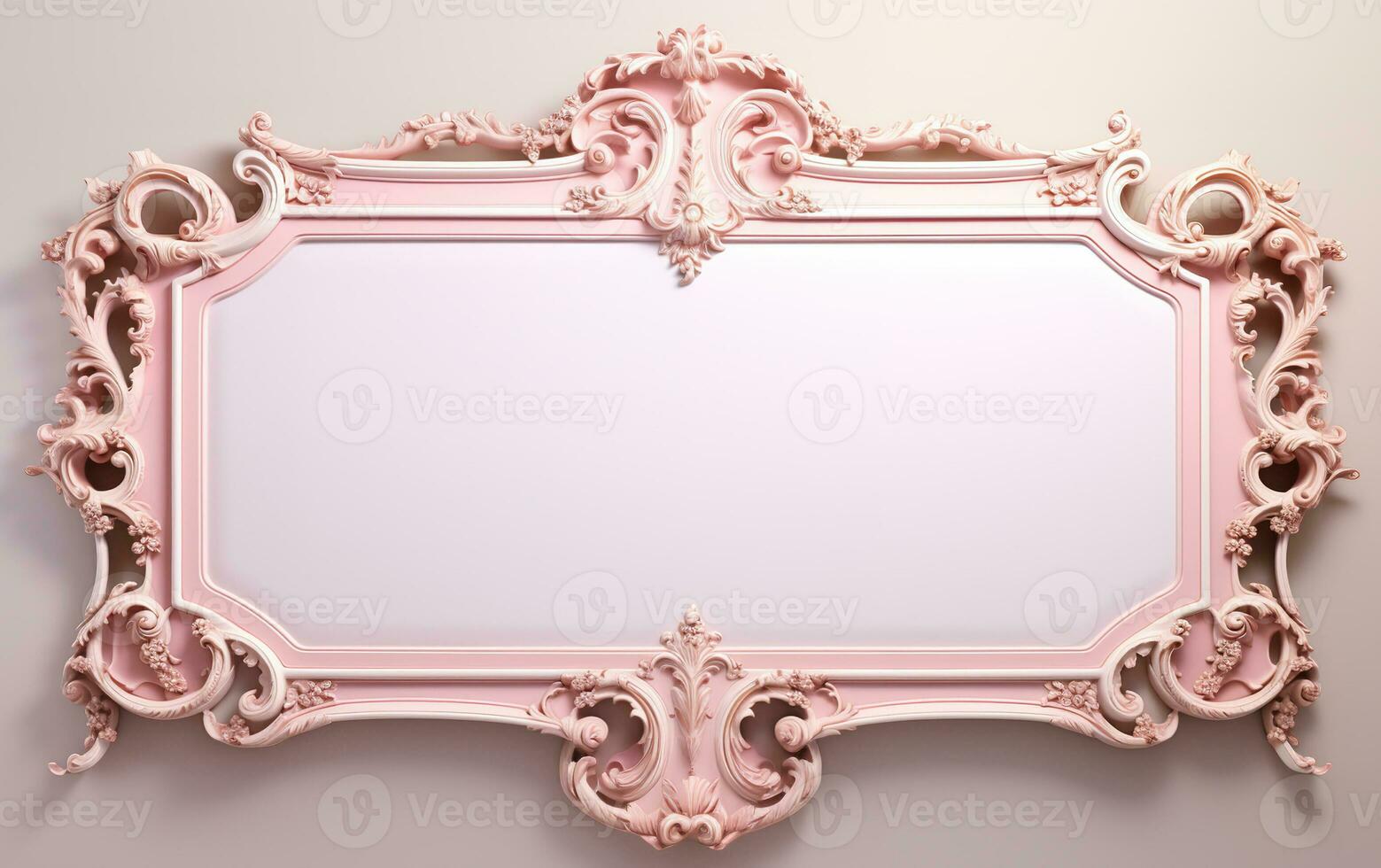 Generative AI, antique pink picture frame, vintage decoration photo