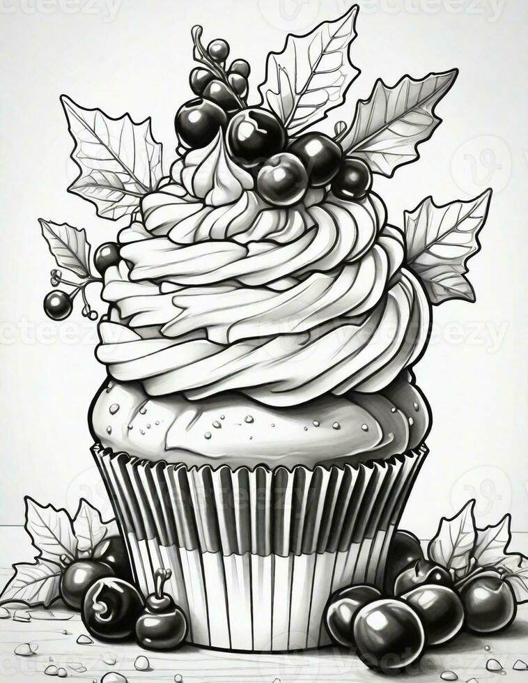 graphics coloring book for christmas  sweet cupcake photo