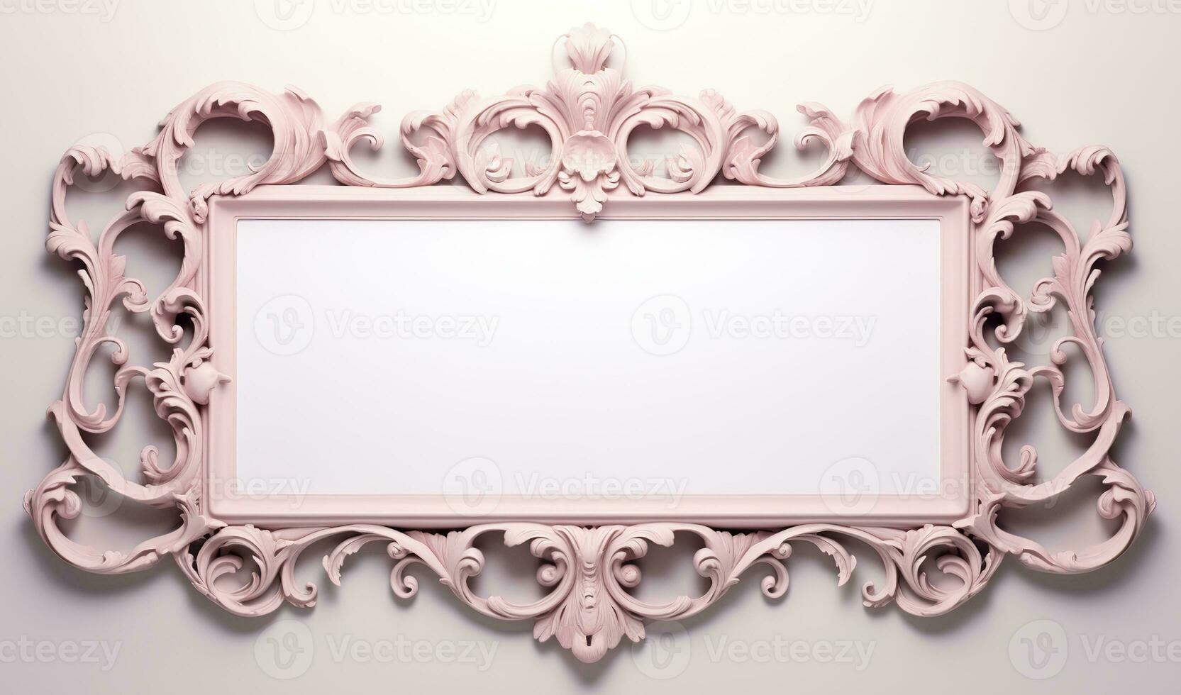 Generative AI, antique pink picture frame, vintage decoration photo