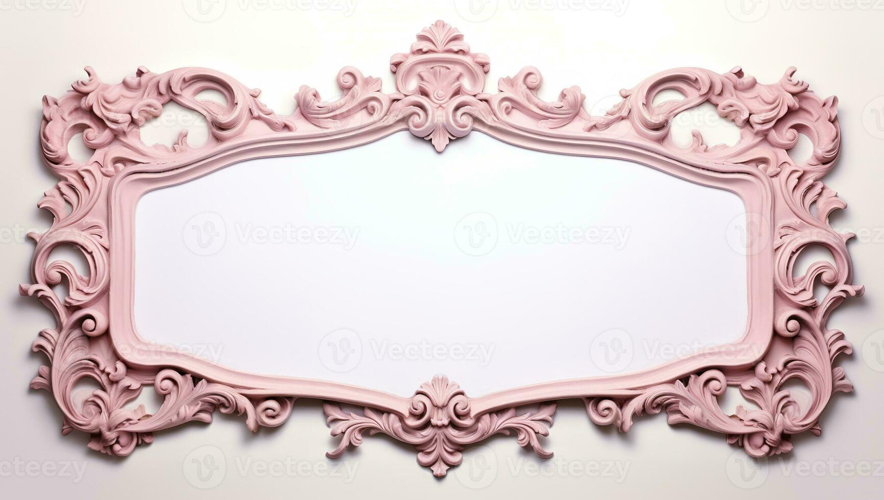 Generative AI, antique pink picture frame, vintage decoration photo