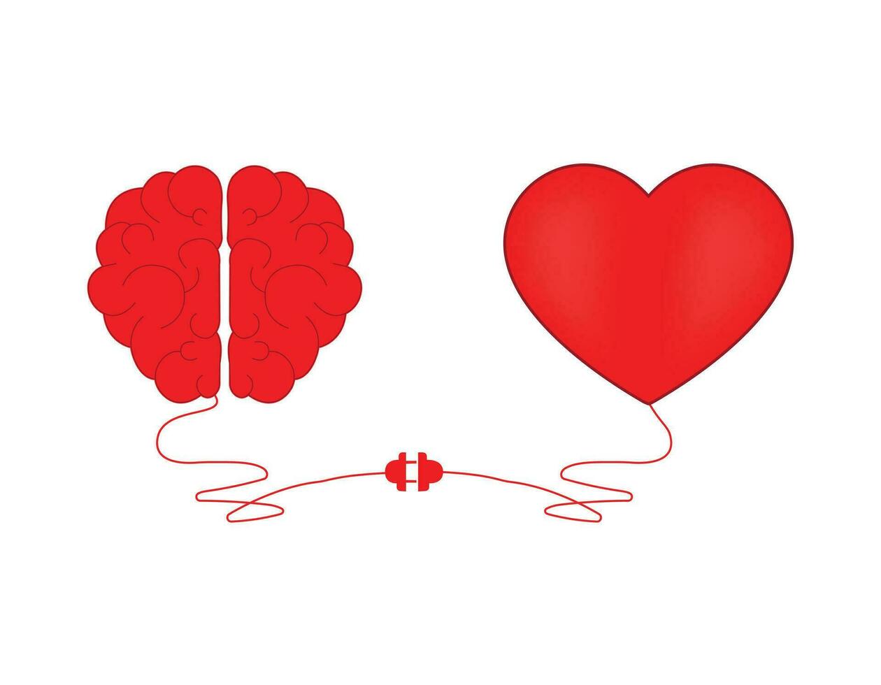 Brain and Heart interactions concept best teamwork vector