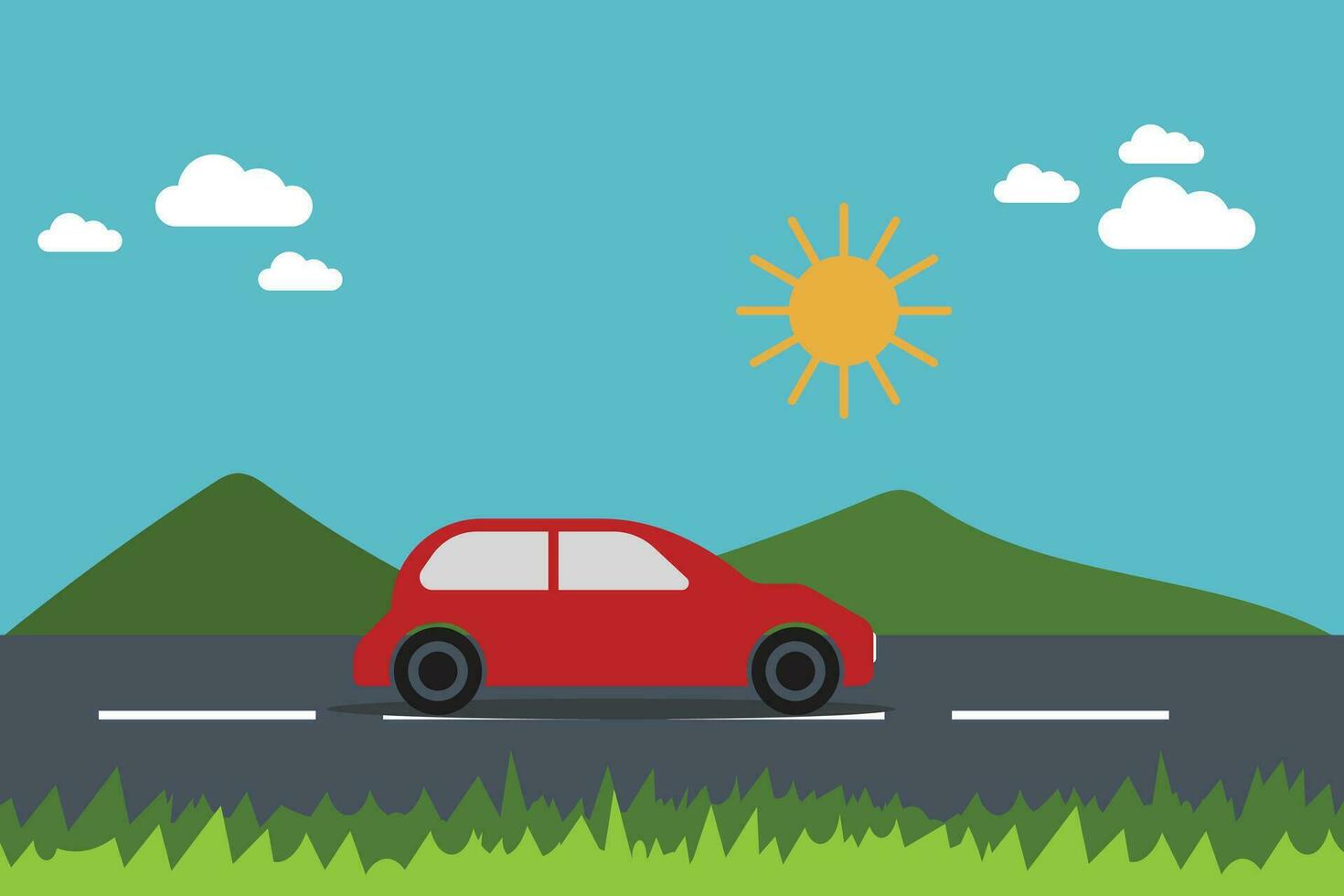 car on the road vector design template