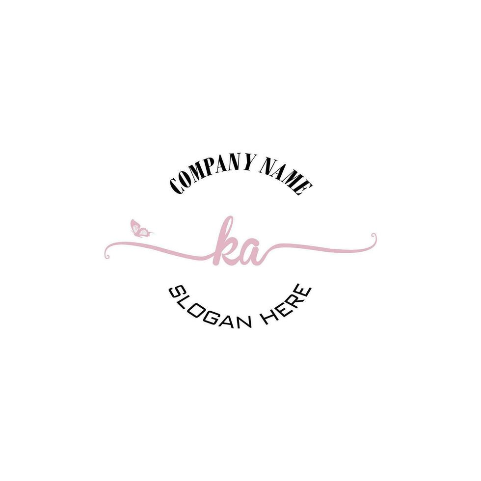 KA Initial logo monogram butterfly handwriting signature vector
