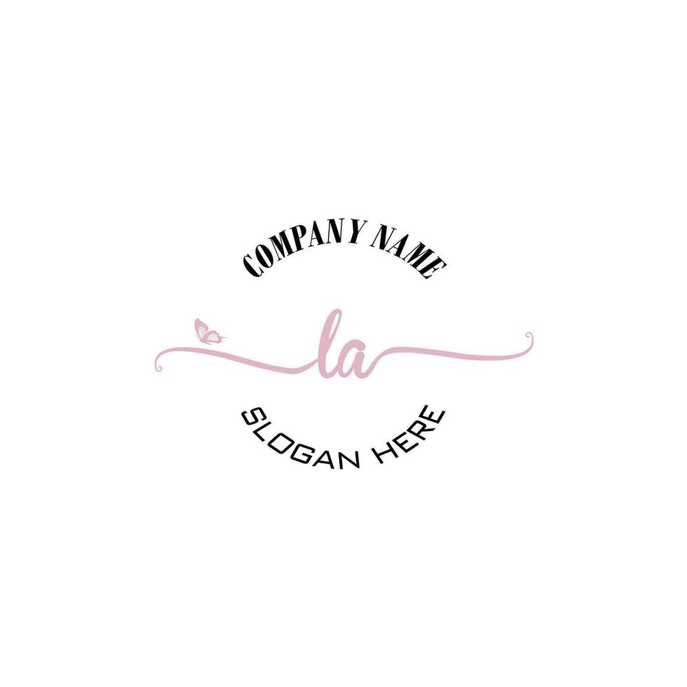 LA Initial logo monogram butterfly handwriting signature vector