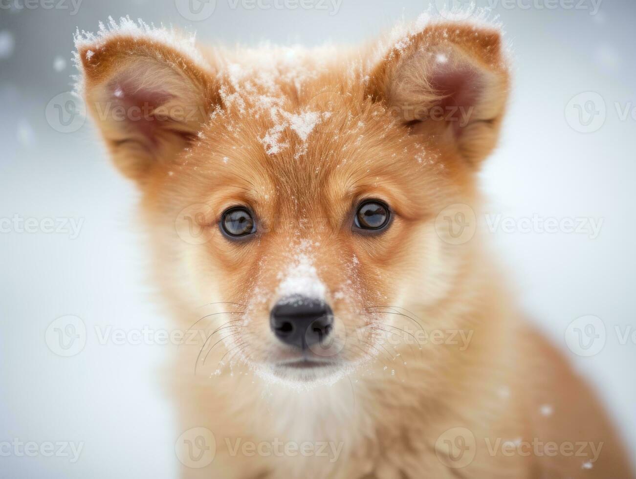 Dog during a winter walk AI Generative photo