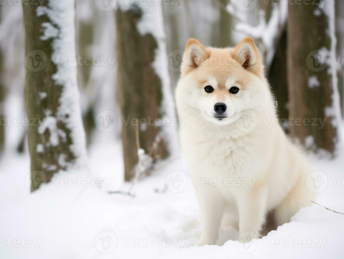 Dog during a winter walk AI Generative photo