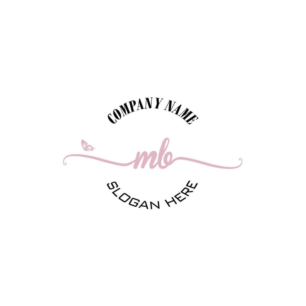 MB Initial logo monogram butterfly handwriting signature vector