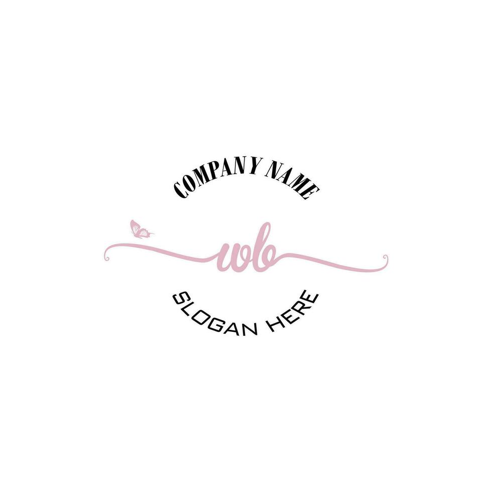 WB Initial logo monogram butterfly handwriting signature vector