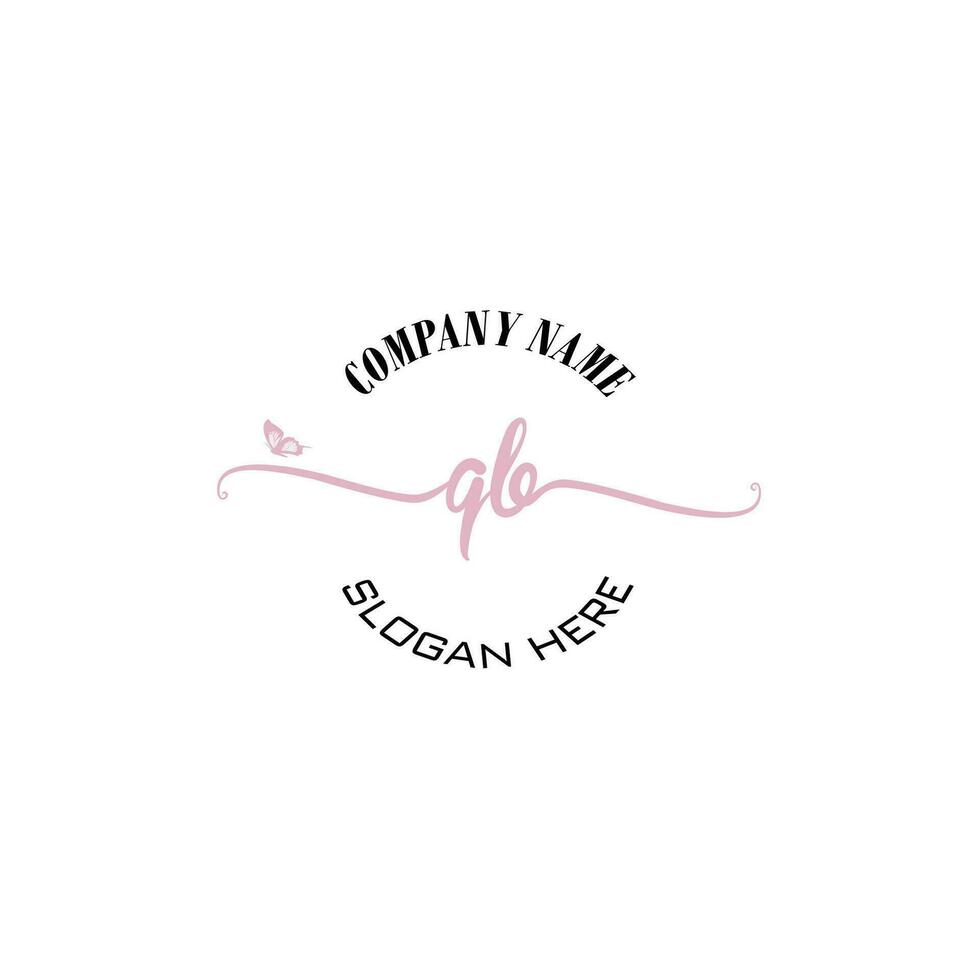 QB Initial logo monogram butterfly handwriting signature vector