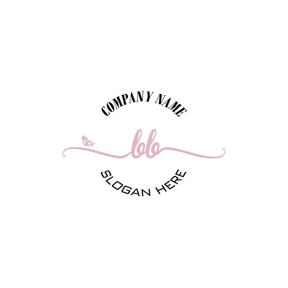 BB Initial logo monogram butterfly handwriting signature vector