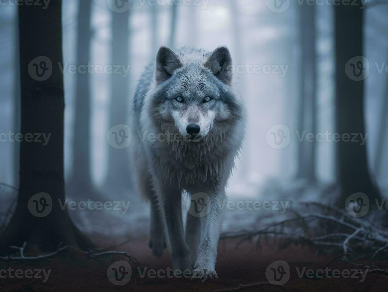 Dog during a winter walk AI Generative photo