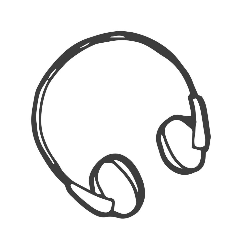 headphone icon vector doodle sketch isolated