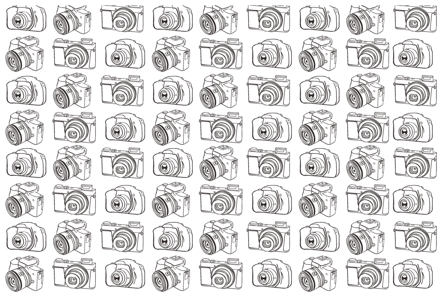 Camera Line Art Pattern With Transparent  Background png