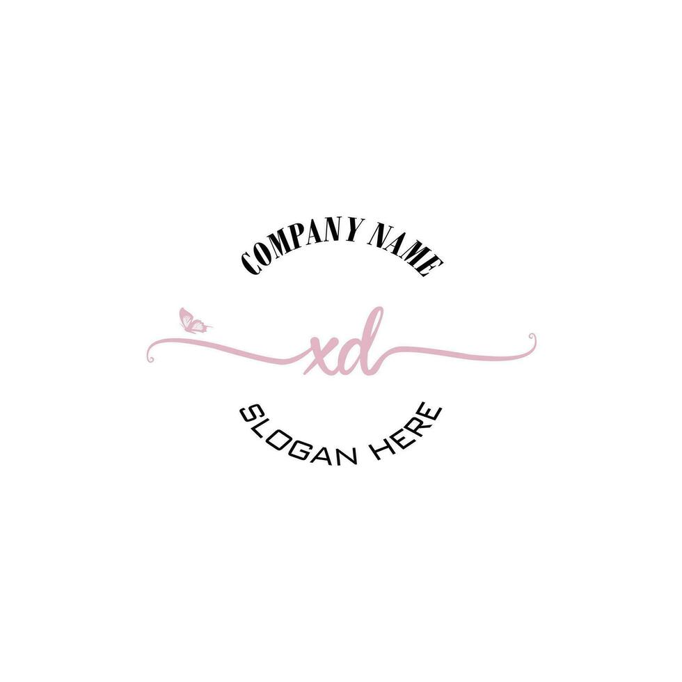 XD Initial logo monogram butterfly handwriting signature vector
