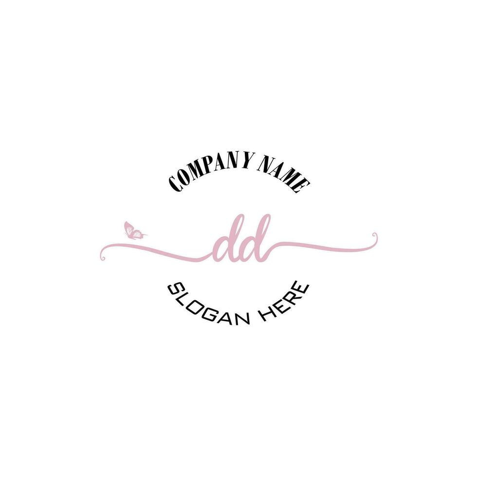 DD Initial logo monogram butterfly handwriting signature vector