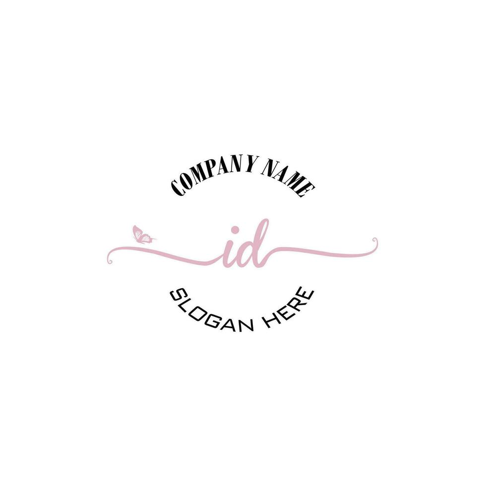 ID Initial logo monogram butterfly handwriting signature vector