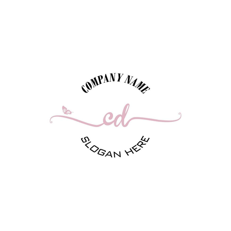 CD Initial logo monogram butterfly handwriting signature vector
