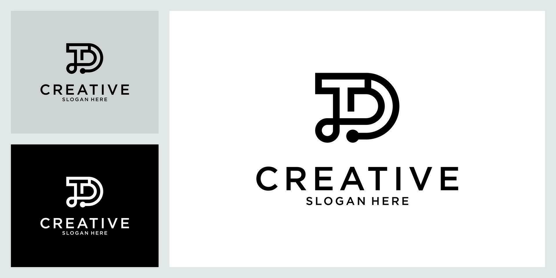 TD or DT initial letter logo design vector