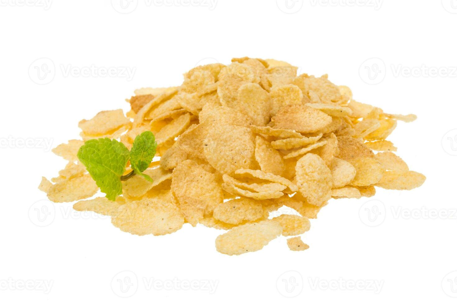 Corn flakes isolated on white photo