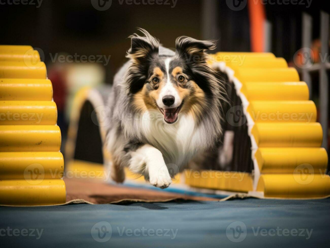 Spirited dog racing through an agility course AI Generative photo