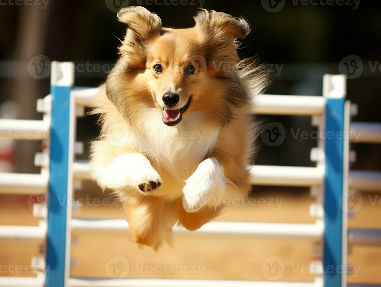 Spirited dog racing through an agility course AI Generative photo