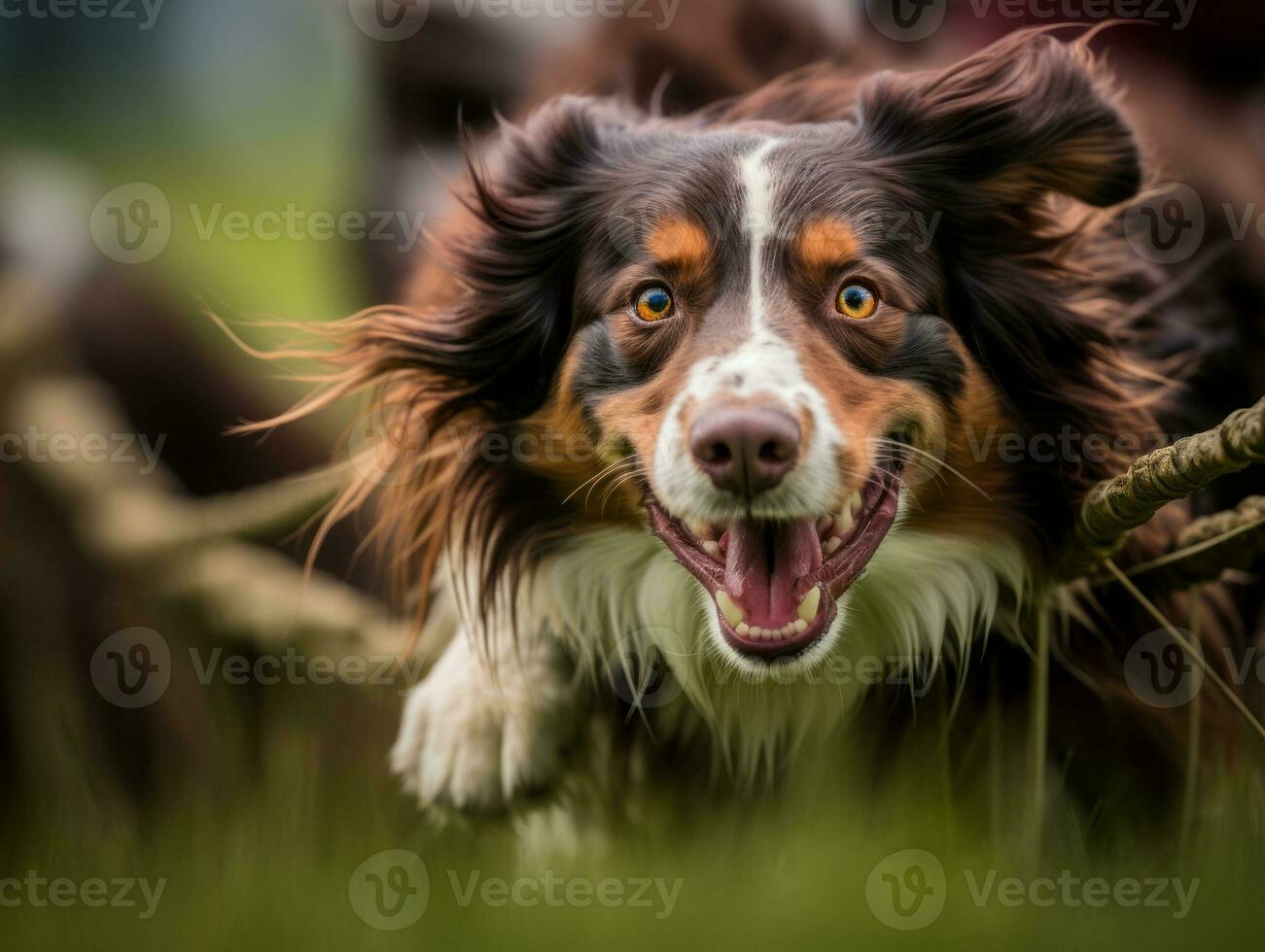 Spirited dog racing through an agility course AI Generative photo