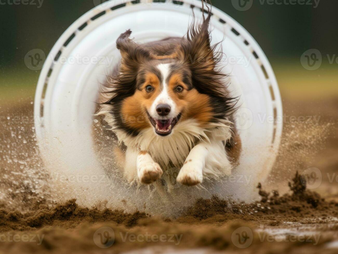 Spirited dog racing through an agility course AI Generative photo