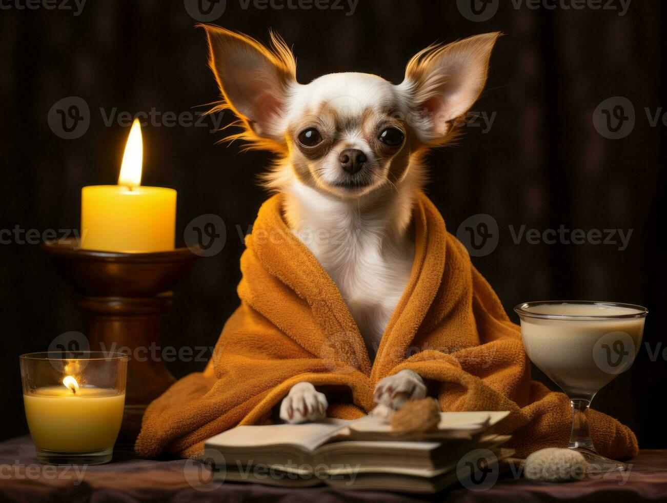 Serene dog enjoying a massage at a pet spa AI Generative photo