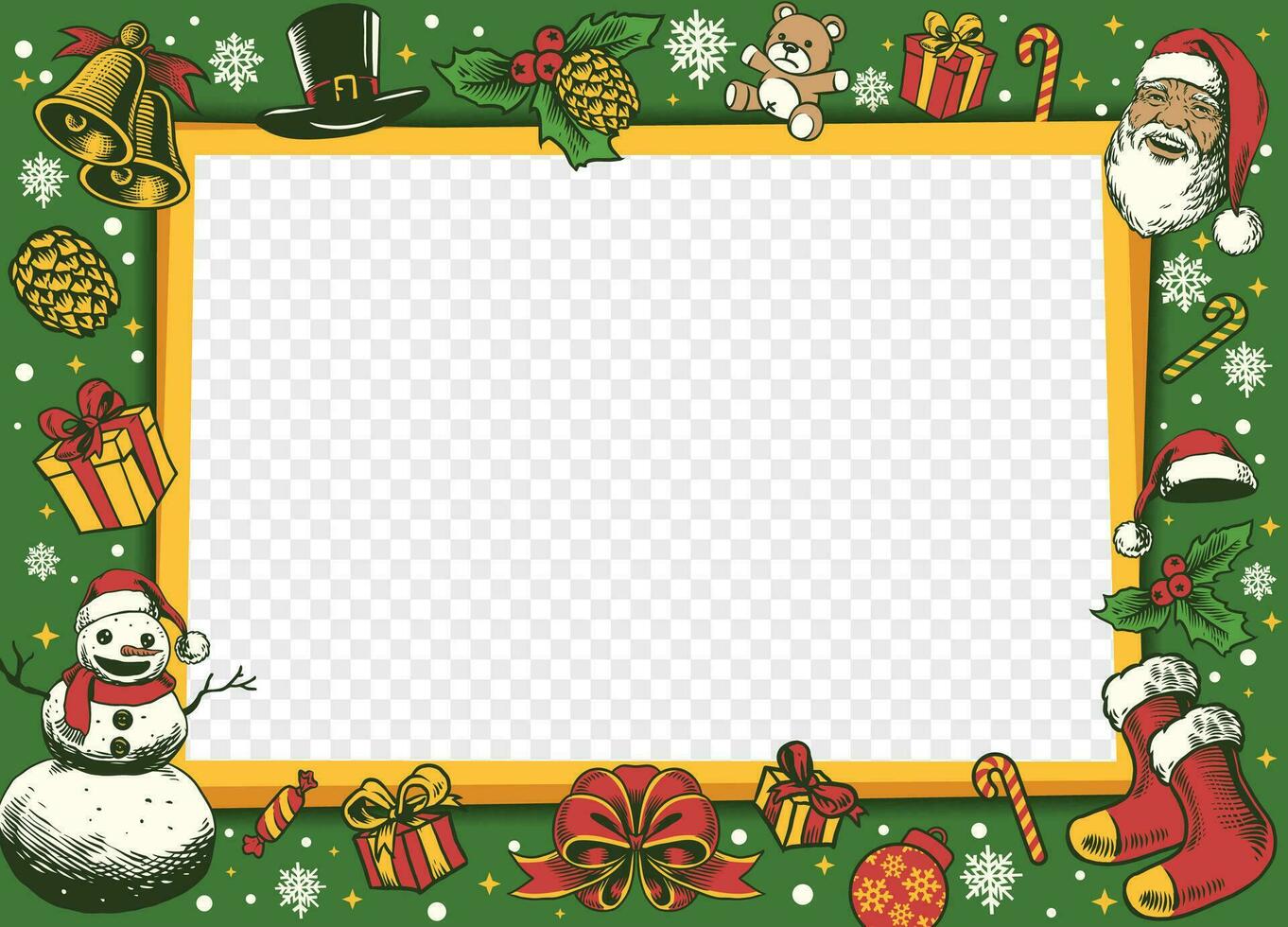 Christmas Border Frame With Christmas Object Transparent vector